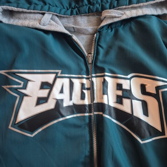 Philadelphia Eagles Reversible Hoodie Jacket Gray/Teal size L - Picture 2 of 7